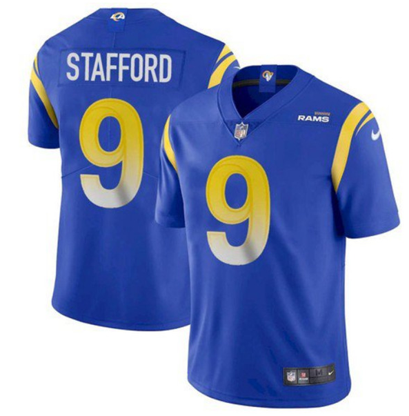 Men's Royal Los Angeles Rams #9 Matthew Stafford 2022 Super Bowl LVI Vapor Limited Stitched Jersey